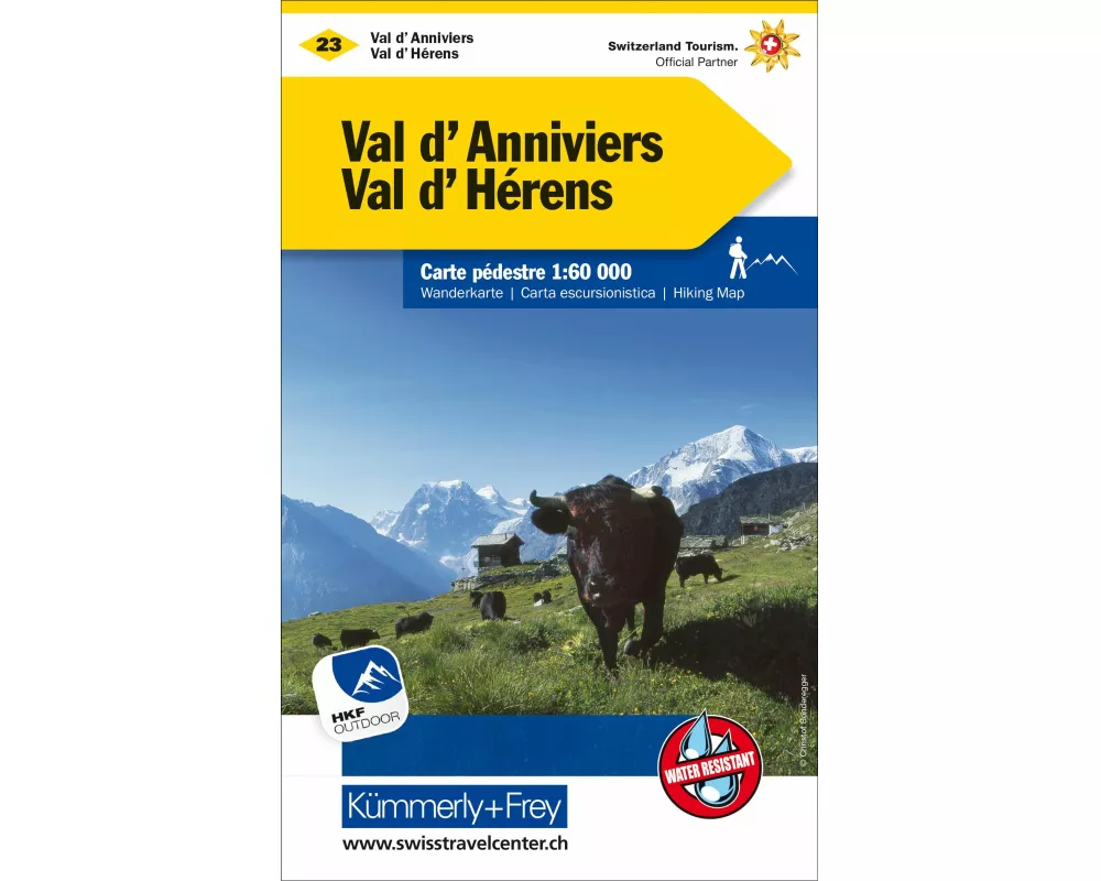 Kümmerly+Frey Wanderkarte 23 Val d'Anniviers, Val d'Hérens 1:60.000