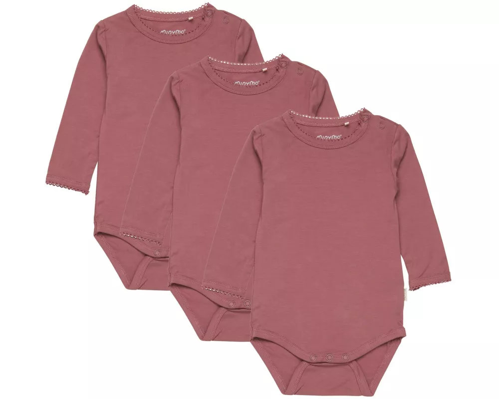 minymo Langarm-Body 3er Set Bamboo Rose Brown Gr. 68
