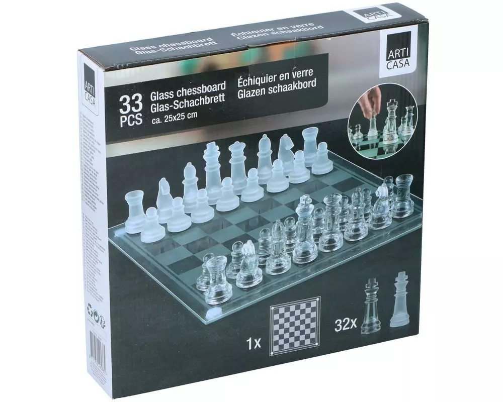Arti Casa Glasschachspiel Glas 25 x 25 cm Transparent
