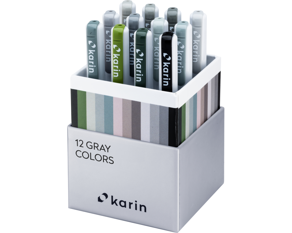 KARIN Real Brush Pen Pro 0.4mm 31C6 Gray colours 12 Stück