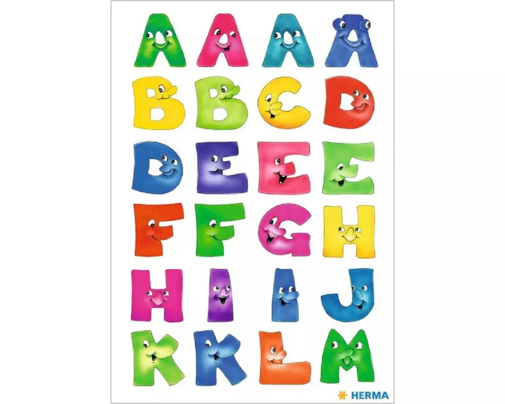 Herma Stickers Zahlensticker Lustige Buchstaben A – Z, 20 x 50, 2 Blatt