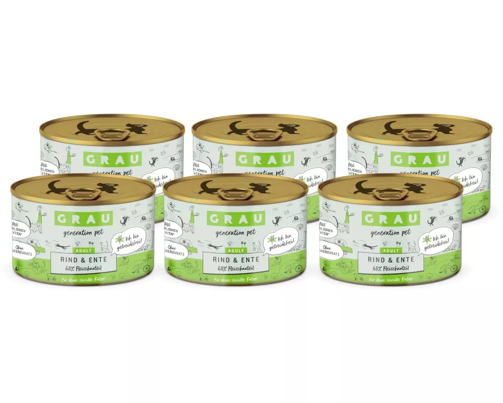 Grau Nassfutter Rind & Ente, 6 x 200 g