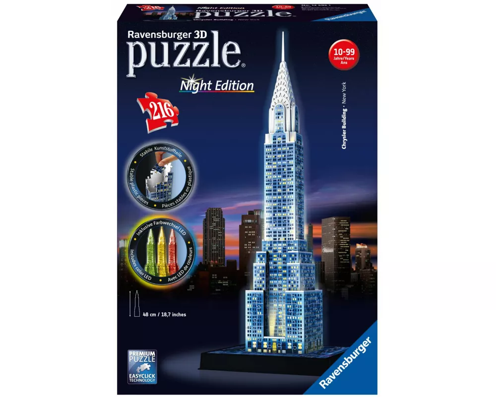 Chrysler Building bei Nacht.Night Edition 3-D Puzzle 216 Teile