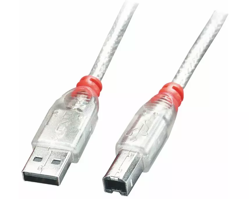 LINDY USB 2.0 Cable Typ A/B transparent 2m Typ A/B M/M High/Full/LowSpeed