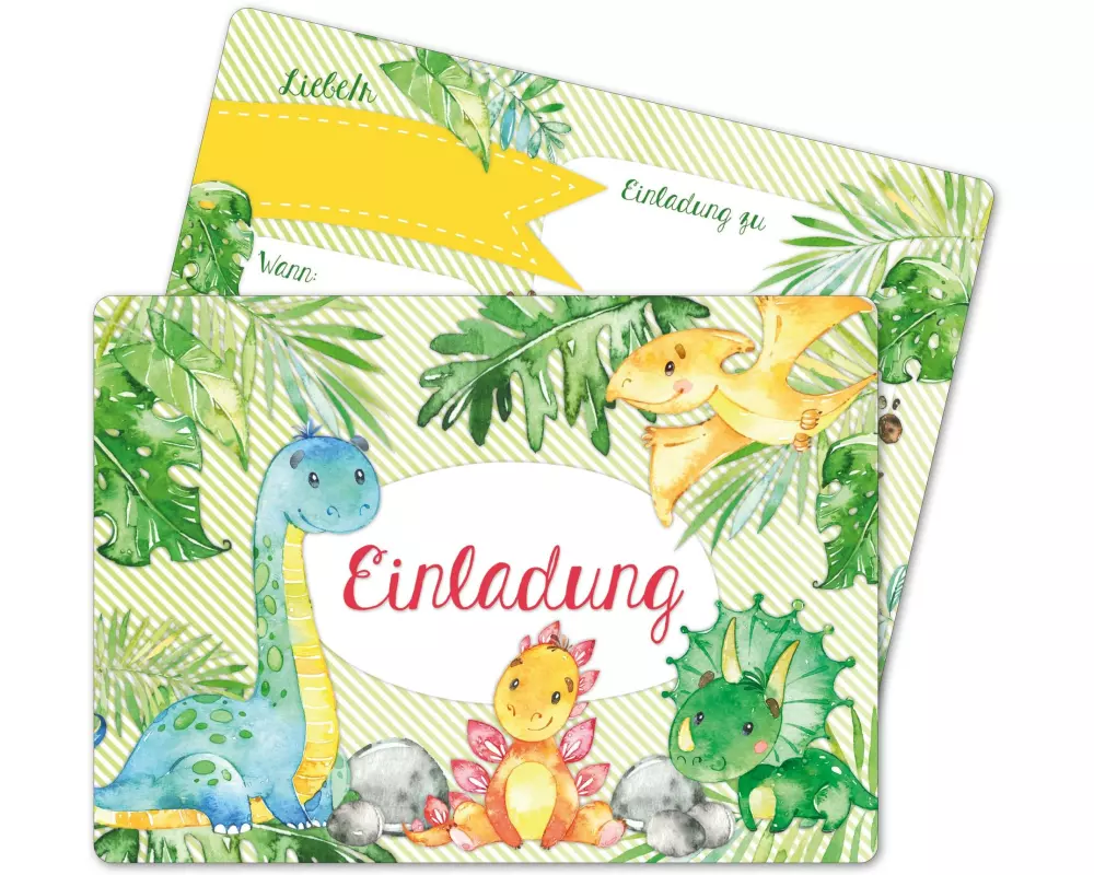Papierdrachen Einladungskarten zum Geburtstag Dinos DIN A6
