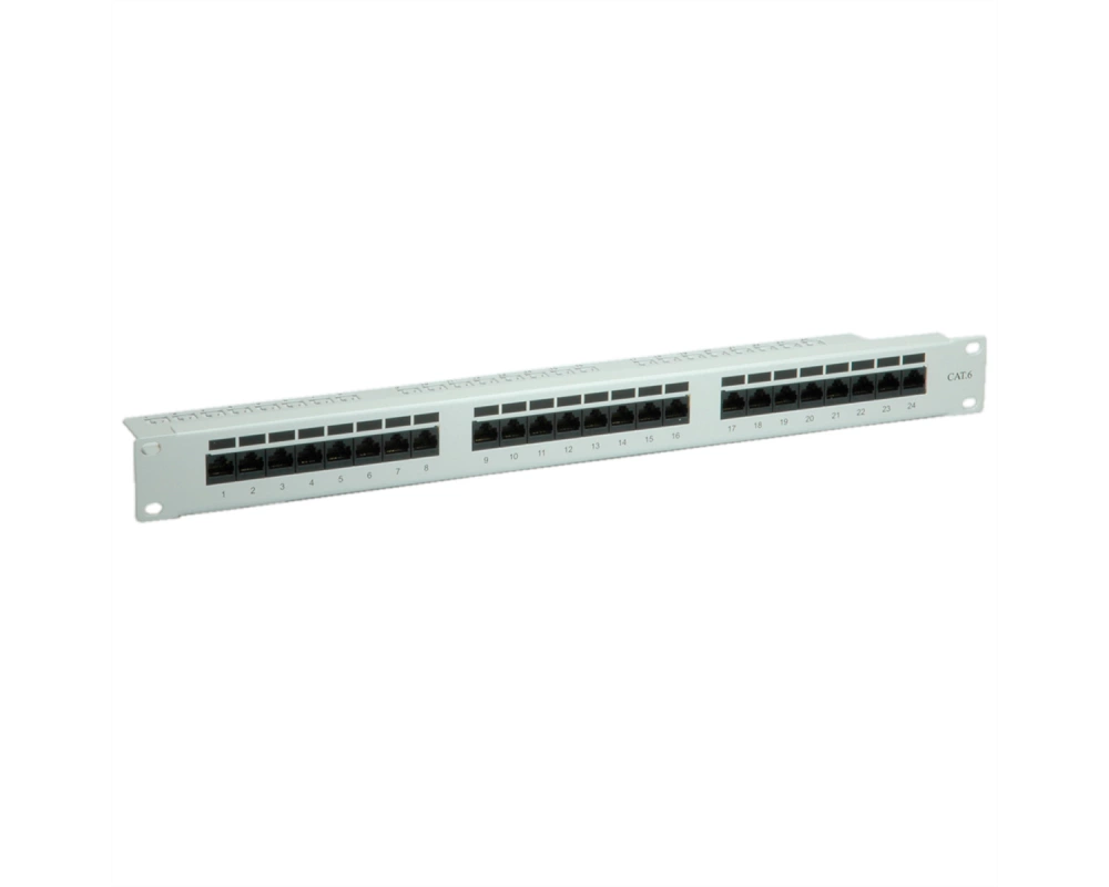 VALUE Cat.6 (Class E) 19-Zoll-Patchpanel, 24P, ungeschirmt, grau
