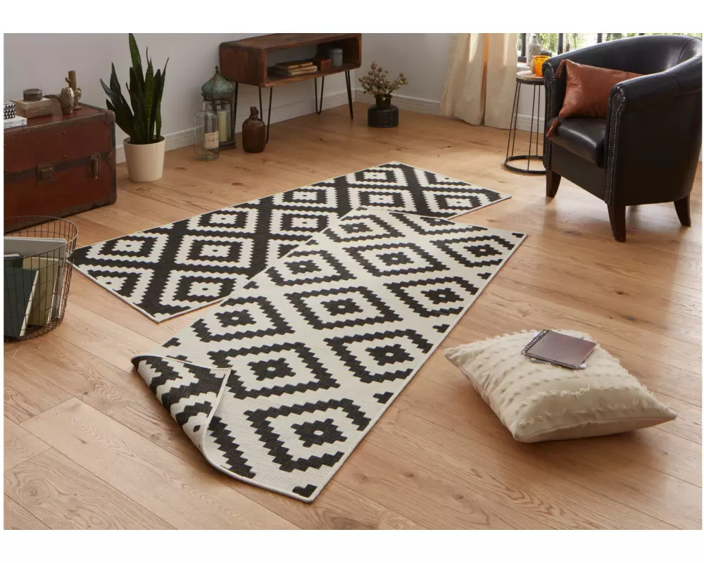 Hanse Home Malta In- & Outdoor Teppich 80 x 250 cm, Schwarz/Crème