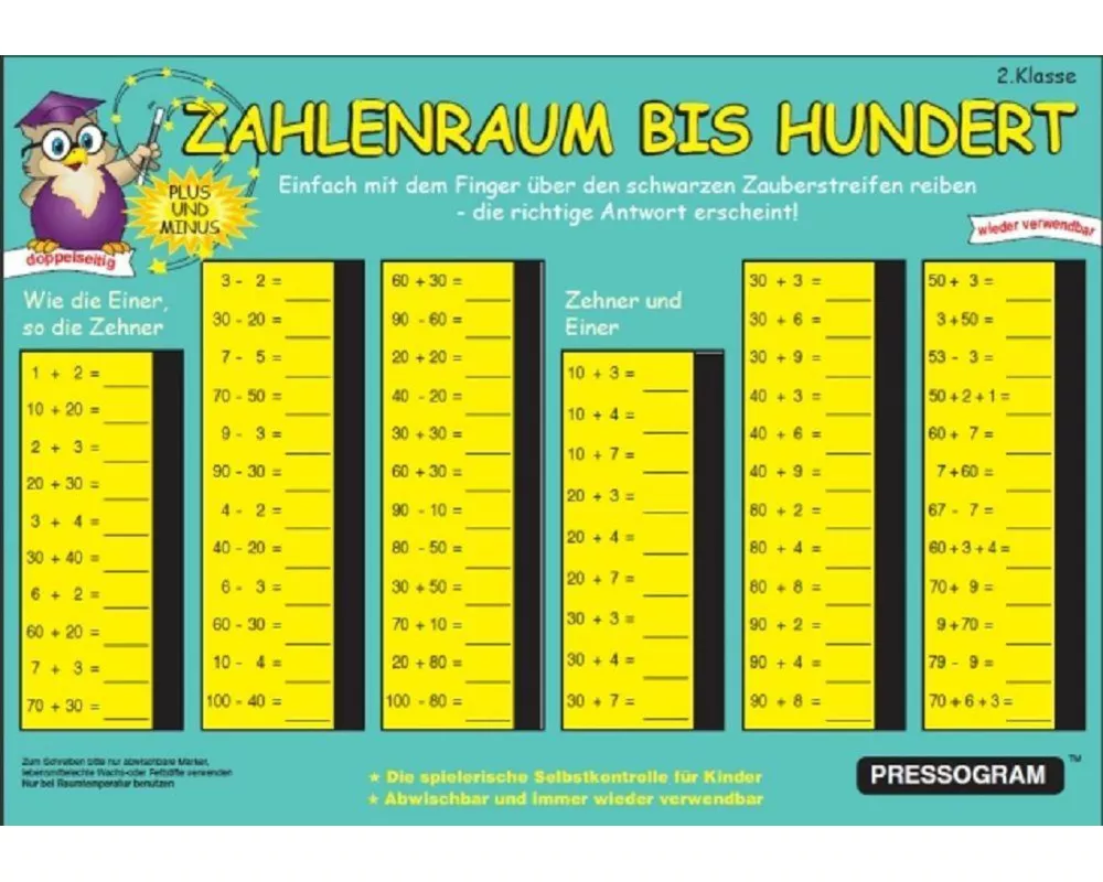 PRESSOGRAM Zaubertafel - Zahlenraum bis 100