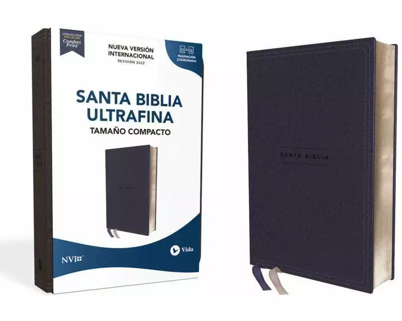 NVI, Santa Biblia, Revisión 2022, Ultrafina, Tamaño compacto, Leathersoft, Azul marino, Palabras de Jesús en Rojo, Comfort Print