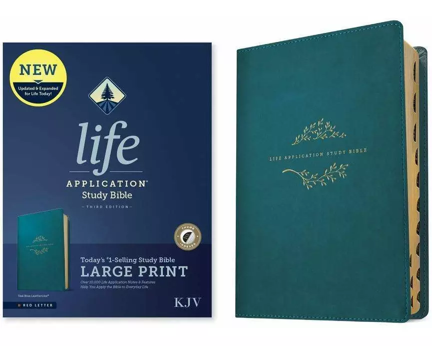 KJV Life Application Study Bible, Third Edition, Large Print (Leatherlike, Teal Blue, Indexed, Red Letter)