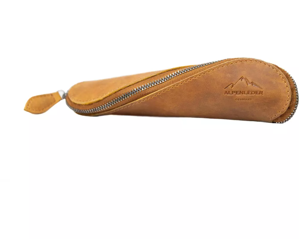 Alpenleder Stifteetui Drahdi, Leder, Cognac