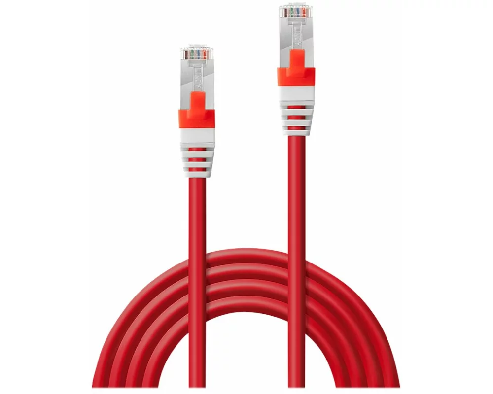 LINDY Patch Cable, Cat6A, S/FTP, RJ45-RJ45, 15m, red, LSOH, including Testprotocol
