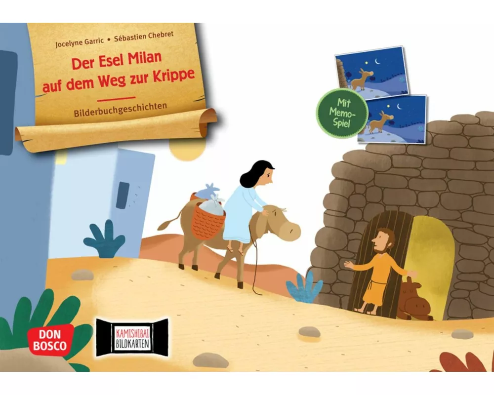 Der Esel Milan auf dem Weg zur Krippe. Kamishibai Bildkartenset