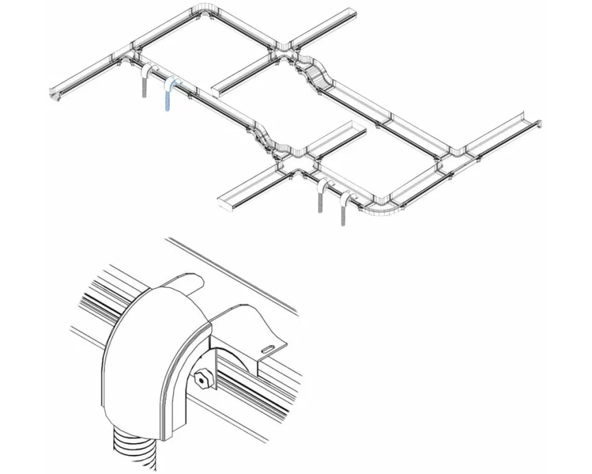 EATON TRIPPLITE Toolless Movable Waterfall Adapter Kit, with 36inch Pipe, for Fiber Routing System, 130mm