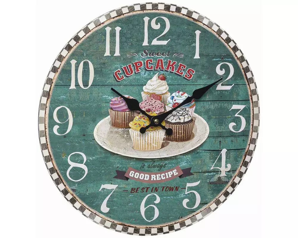 TFA Dostmann Wanduhr Vintage Cupcakes Ø 33.7 cm, Mehrfarbig