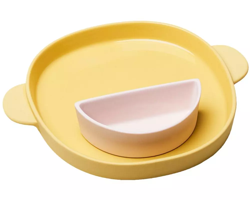 Chic Mic Kinderteller und Schale Good Mood Rosa/Gelb