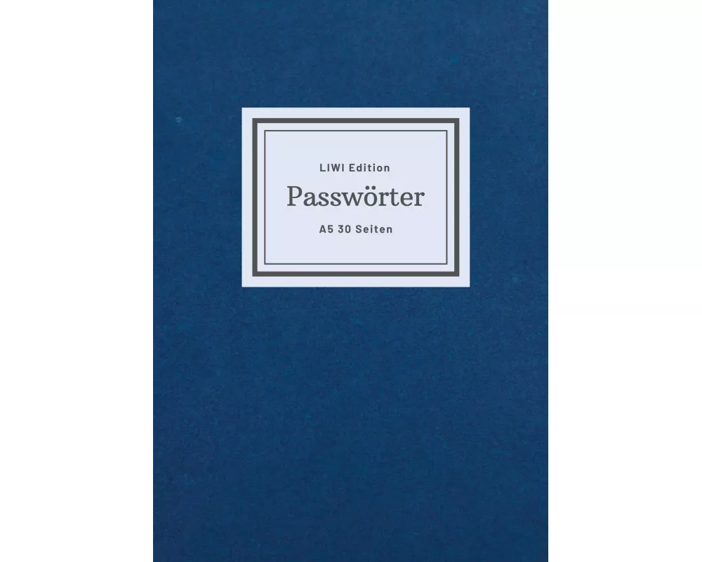 Notizbuch für Passwörter - klein A5 - Organizer liniert 2 Spalten - 30 Seiten - FSC Papier