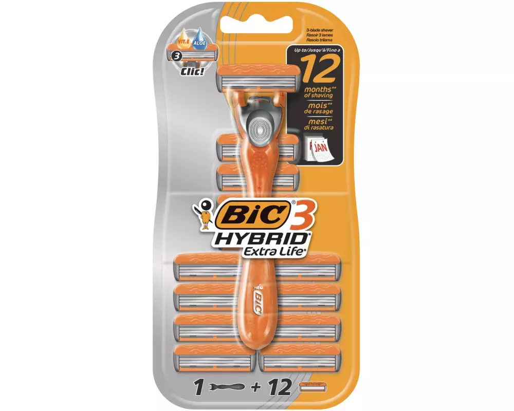 BIC Herrenrasierer Hybrid3 Extra Life + 12 Klingen