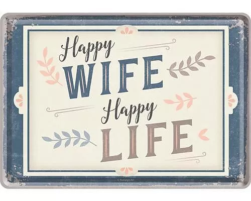 Blechpostkarten. Word Up / Happy Wife Happy Life