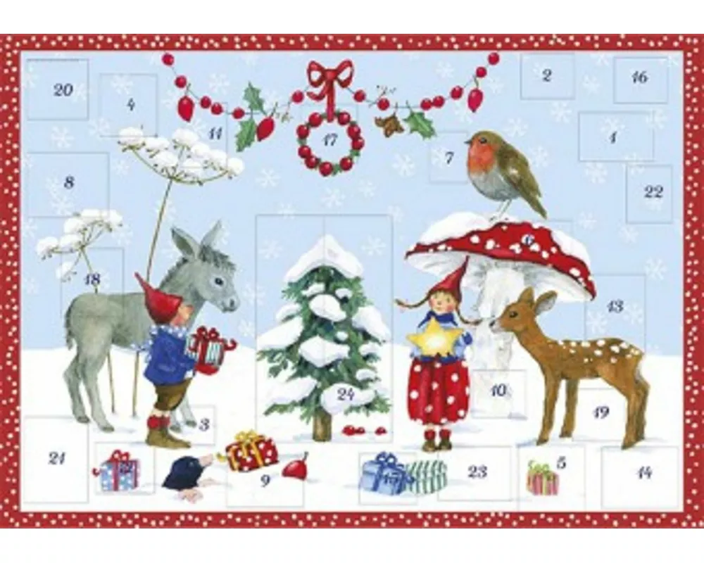 Adventskalender-Doppelkarte. Pippa und Pelle