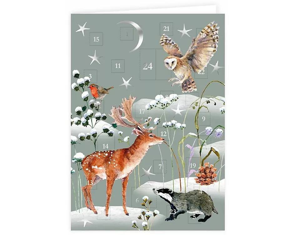 Adventskalender-Doppelkarte. Winternacht