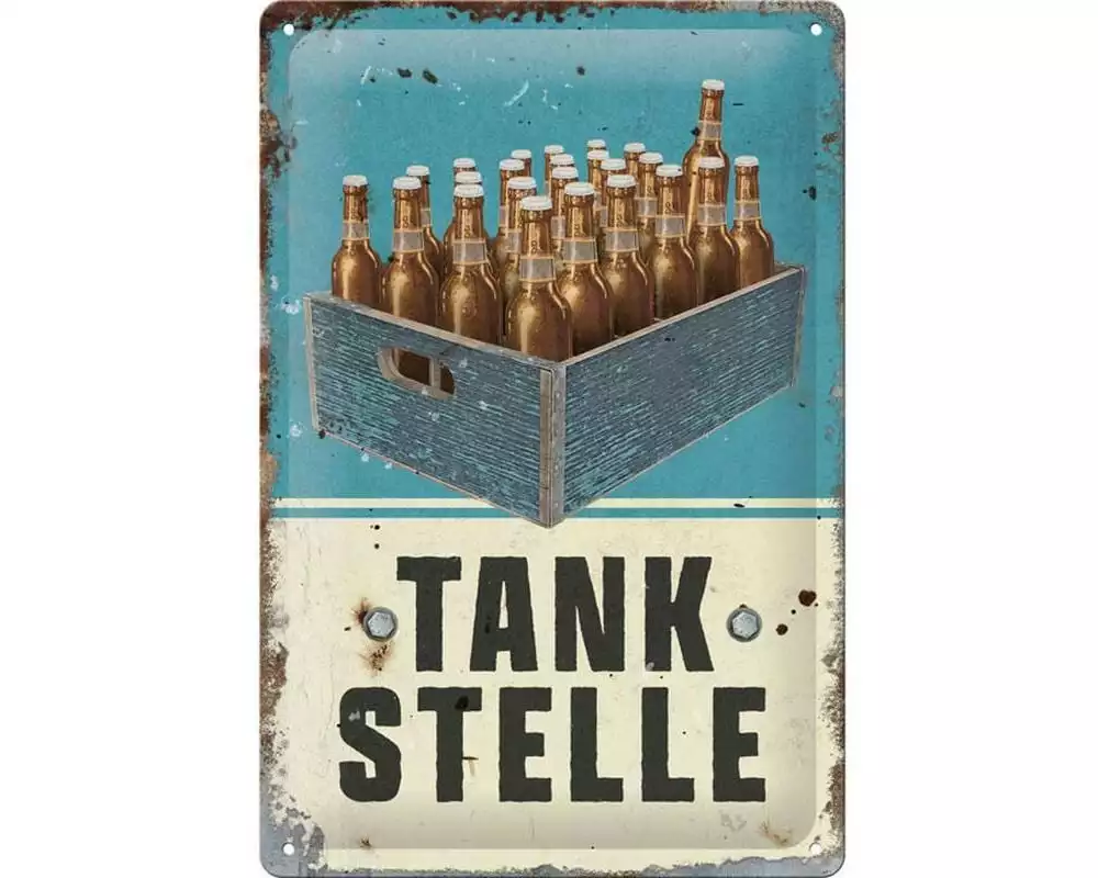 Nostalgic Art Schild Tankstelle Bier 20 x 30 cm, Metall