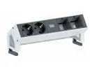 Bachmann ALU-Profil Desk 2 902.211 Desk 2 Tischsteckdose 2x Schuko, 2x Custom Modul GST18i3 weiss inkl. Haltewinkel