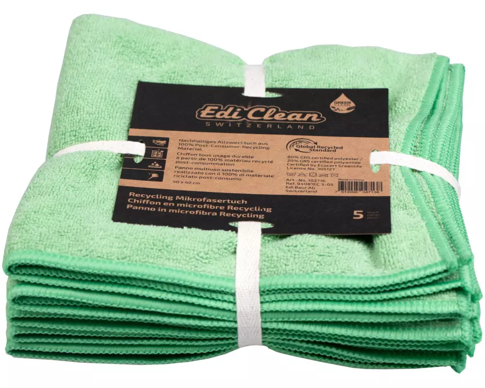 Edi Baur Mikrofaser-Reinigungstuch EC 5 Stück, Grün