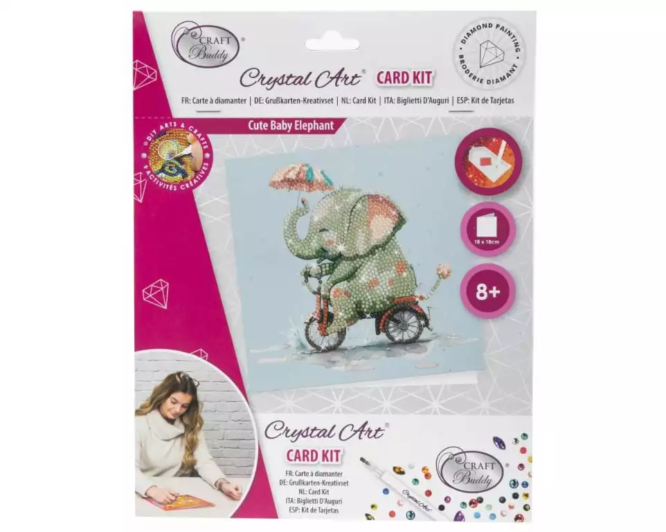 CRAFT Buddy Bastelset Crystal Art Card Elefant