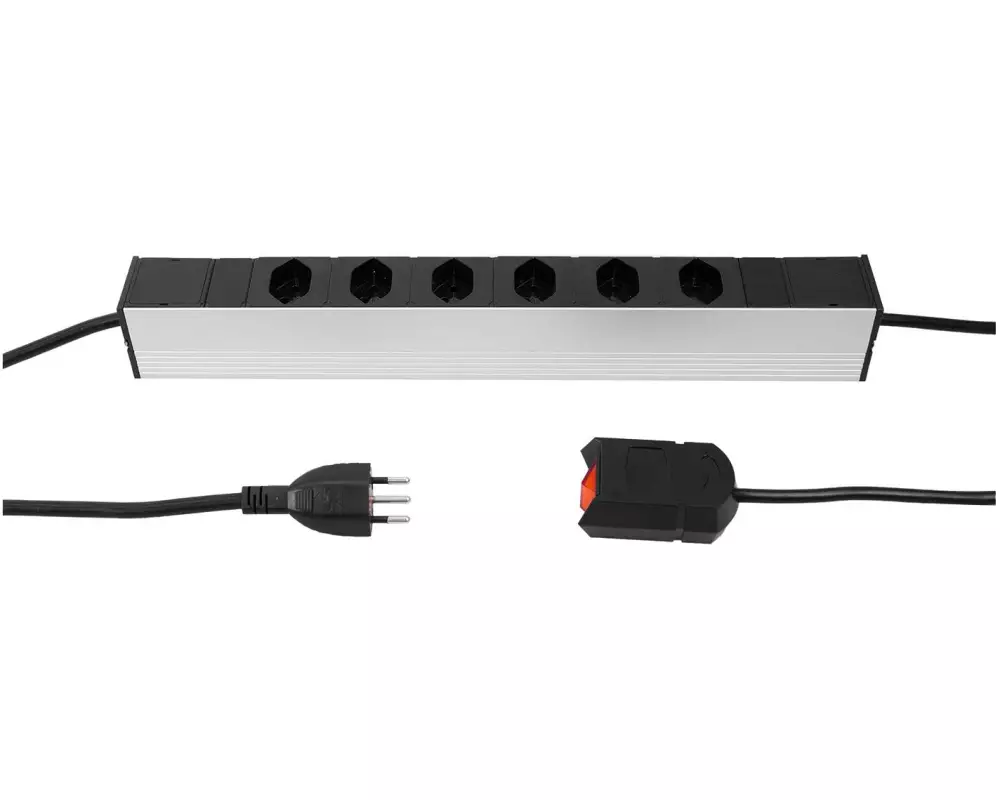 STEFFEN 19" Steckdosenleiste 6x T13, Silber