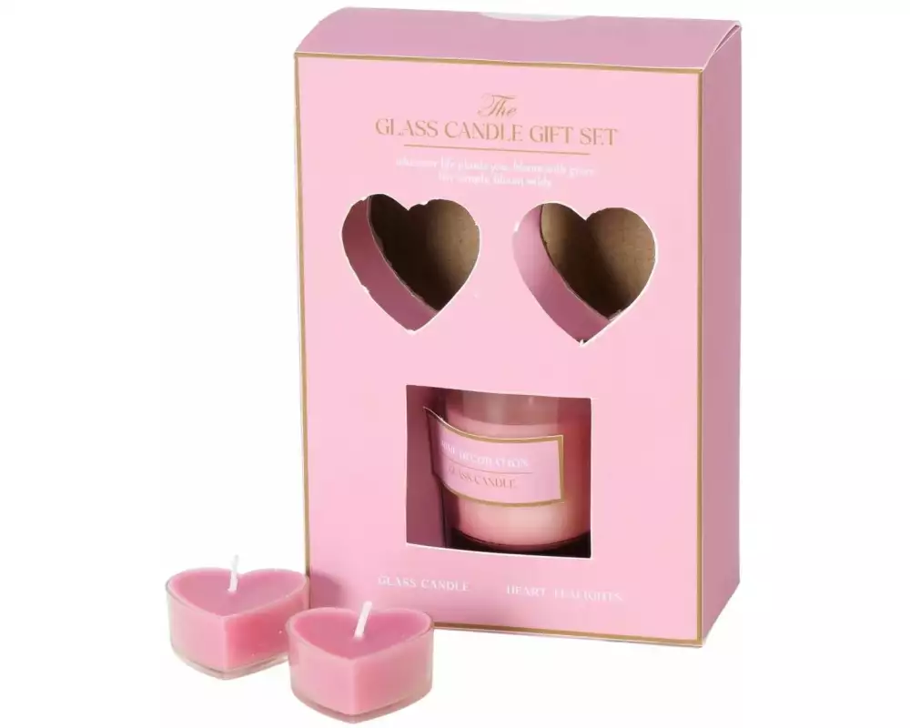 Boltze Kerzenset Herzen Neela, 3-teilig, Rosa
