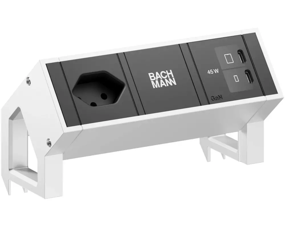 Bachmann Tischsteckdosenleiste DESK2 1xT13 1xUSB C/C 45W 0.2m INOX