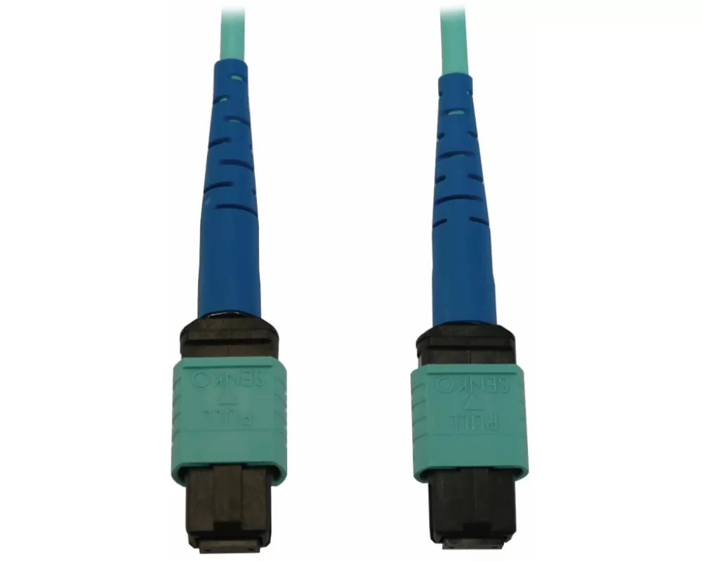 EATON TRIPPLITE 40/100/400G, Multimode, 50/125, OM3, Fiber Optic Cable, 24F, MTP/MPO-PC, F/F, LSZH, Aqua, 2m 6.6ft.