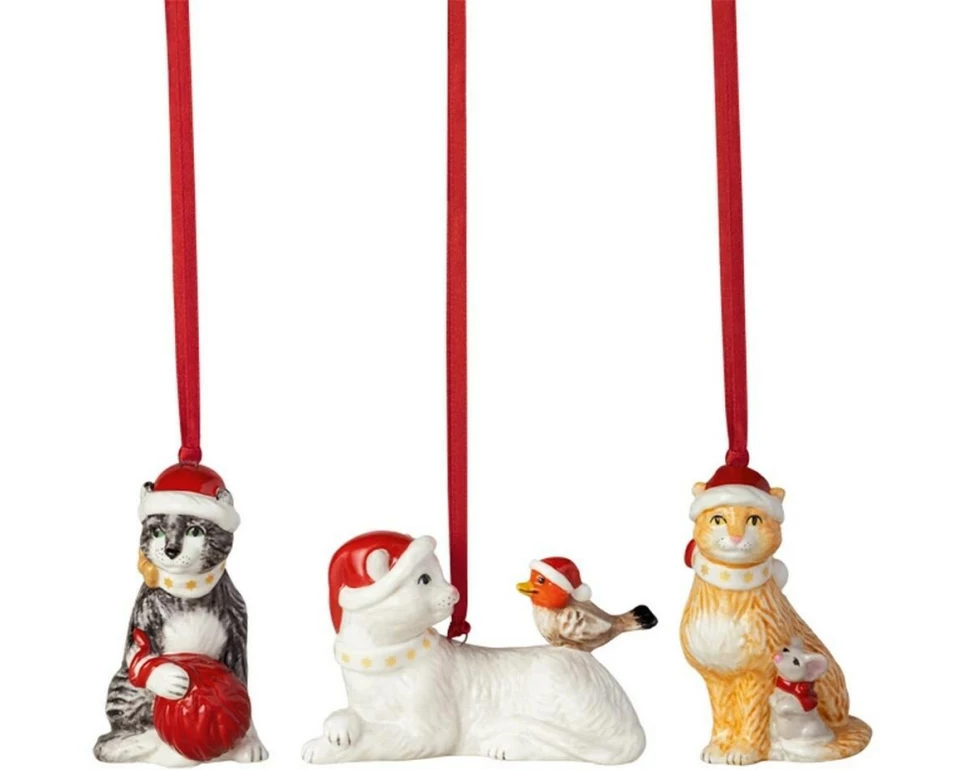 Villeroy & Boch Weihnachtskugeln Katzen Mehrfarbig