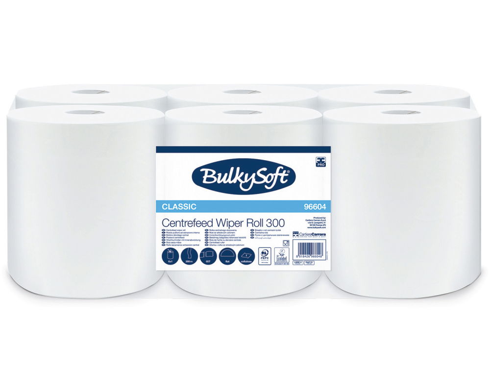 BULKYSOFT Putztuchrolle 1-lagig 22x35cm 26257 Midi, Classic weiss 6 Rollen
