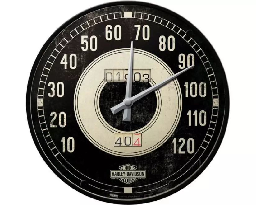 Nostalgic Art Wanduhr Harley Davidson Tachometer Ø 31 cm, Schwarz/Weiss