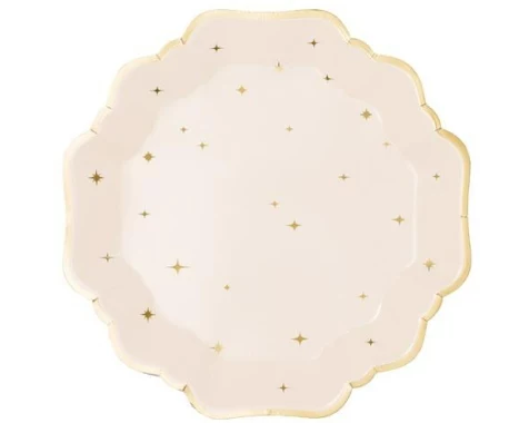 Partydeco Einwegteller Sternen, Beige, 21 cm, 6 Stück