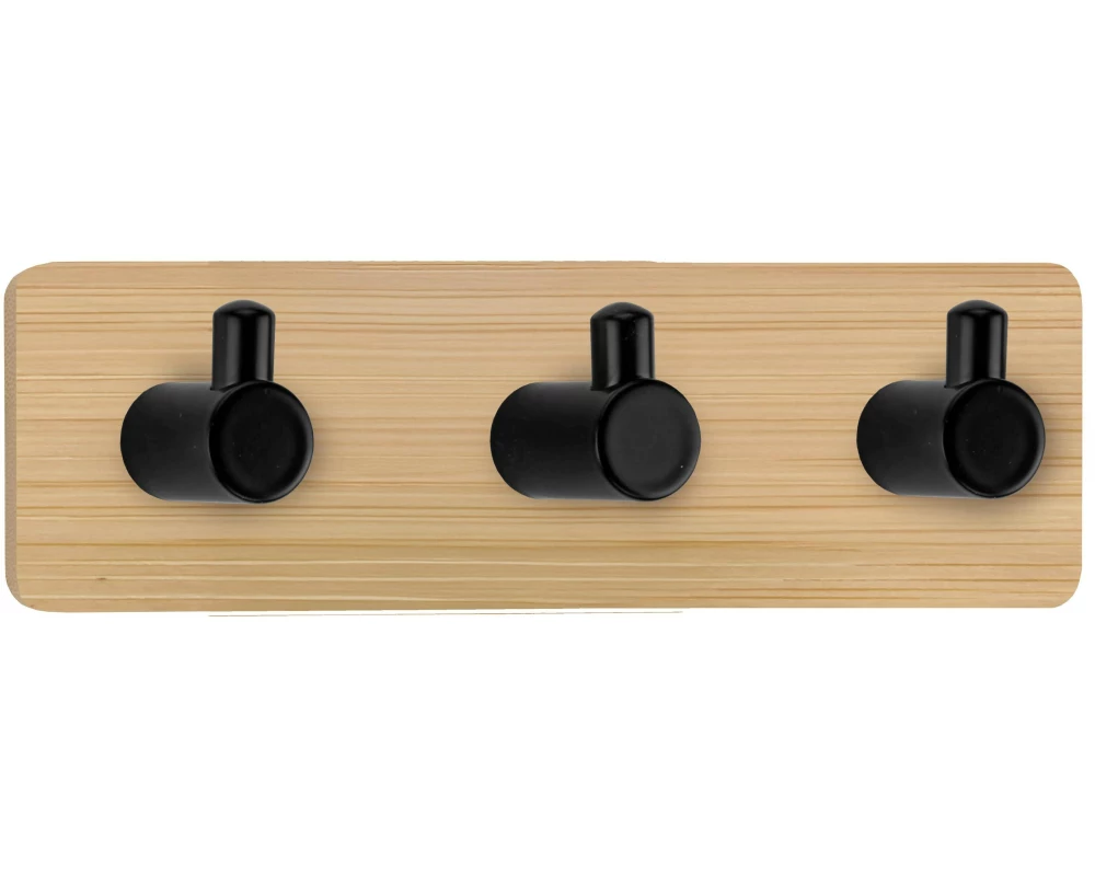 Kleine Wolke Wandgarderobe Bamboo Pin Hook Trio 18 cm x 4.5 cm, Beige