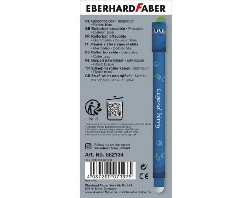 Eberhard Faber Gelschreiber Fruity Erase it! Heidelbeer 0.7 mm, Blau