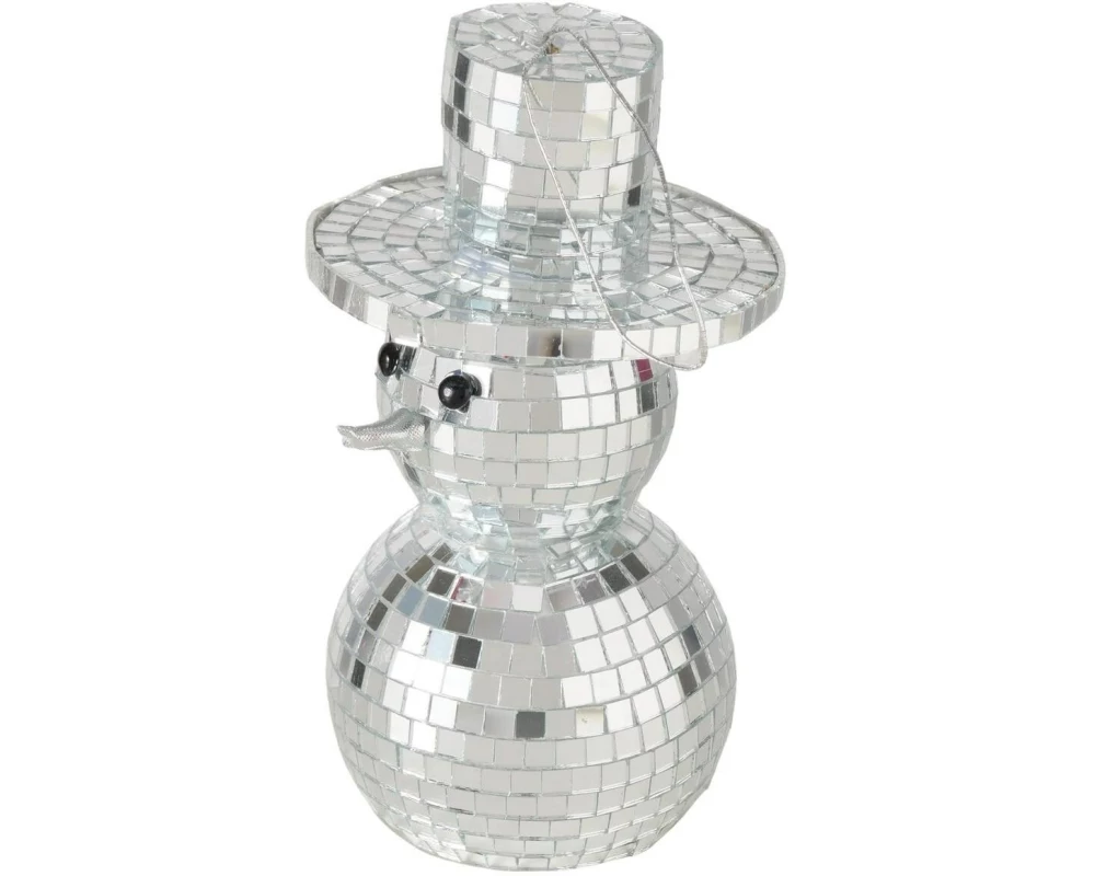 Boltze Weihnachtsschmuck Schneemann Disco Silber, 14 x 8 cm