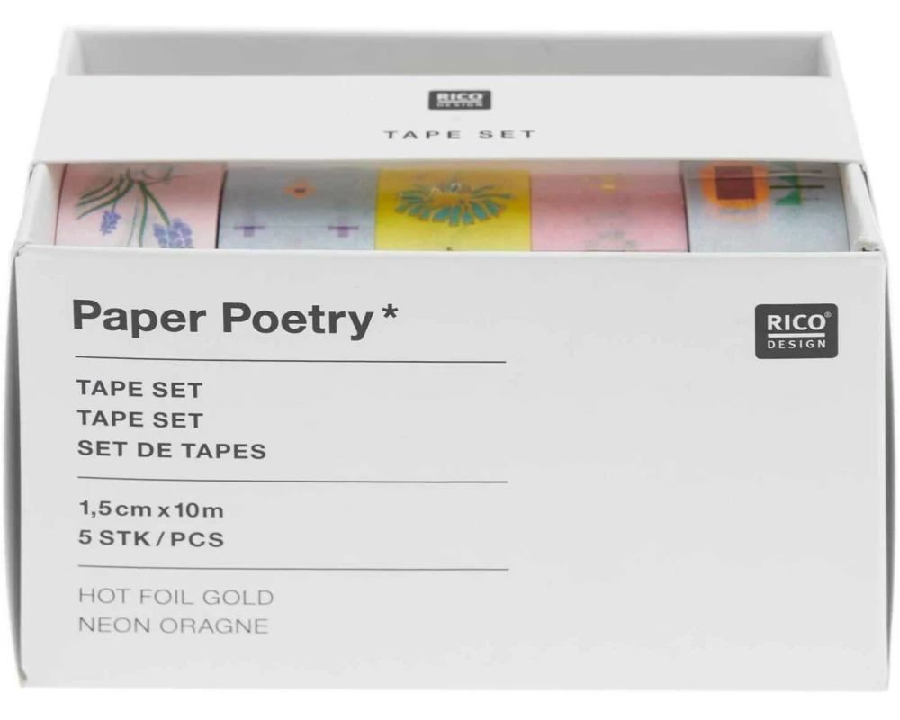 Rico Design Washi Tape Floral 5 Stück, Mehrfarbig, 10 m