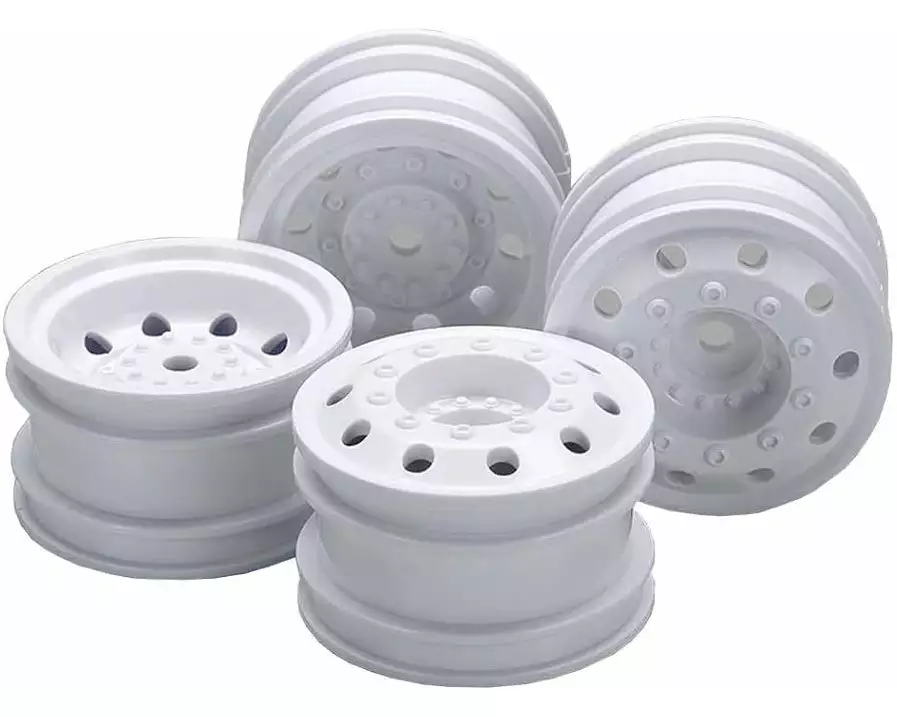Tamiya Felgen Racing Truck Set, Vorne & Hinten, Weiss, 1:14
