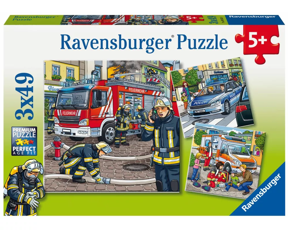 Kinderpuzzle 3x49 Teile - Helfer in der Not