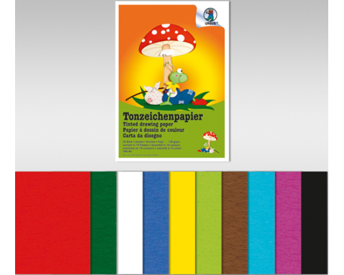 URSUS Tonzeichenpapier A3 2154099 130g, 10 Farben ass. 10 Blatt