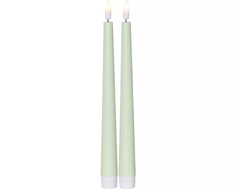 Star Trading LED-Stabkerzen Set Dinner Candy 2 pack, Warmweiss – Grün