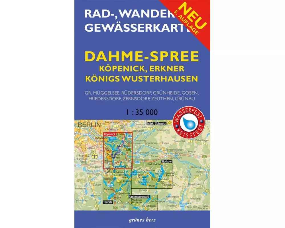 Rad-, Wander- und Gewässerkarte Dahme-Spree: Köpenick, Erkner, Königs Wusterhausen 1:35.000