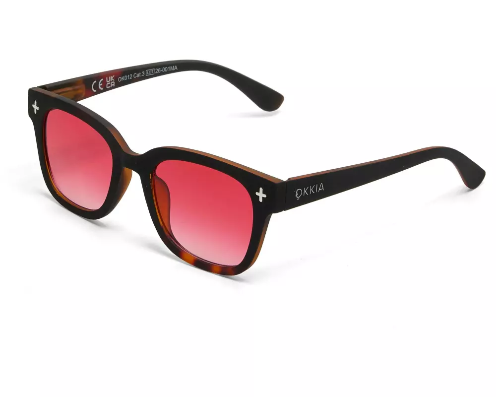 OKKIA Sonnenbrille Giovanni Black Havana, Red Lens
