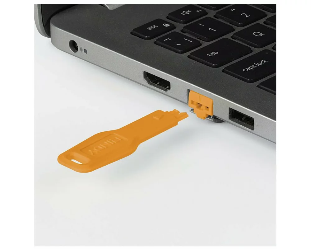 LINDY RJ45 Port Blocker, key, Orange