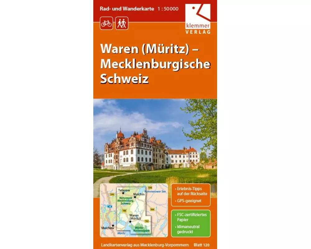 Waren (Müritz) Mecklenburgische Schweiz 1 : 50 000 Rad- und Wanderkarte