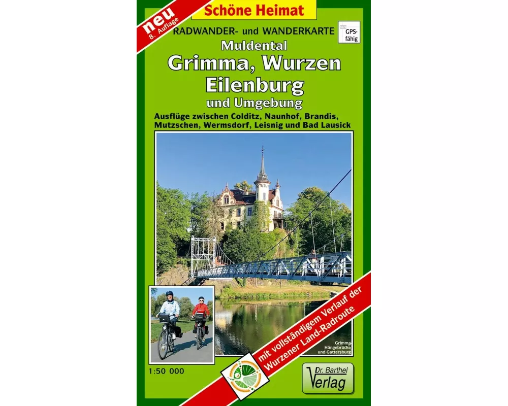 Radwander- und Wanderkarte Muldental, Grimma, Wurzen, Eilenburg und Umgebung 1 : 50 000
